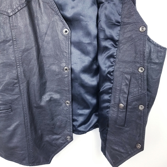 Branded Garments Leather Vest Camel Cigarettes Logo Black USA Vintage size XL - Picture 5 of 9